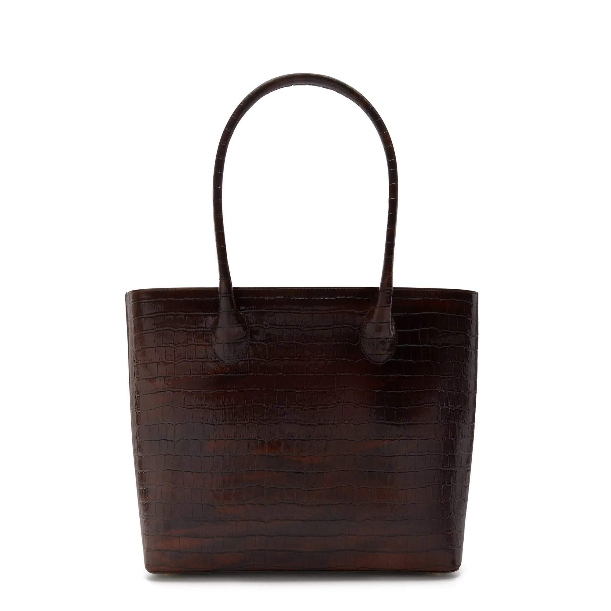 Cadeau d'Isabel croco brown calfskin leather shopper and zipper wallet gift set