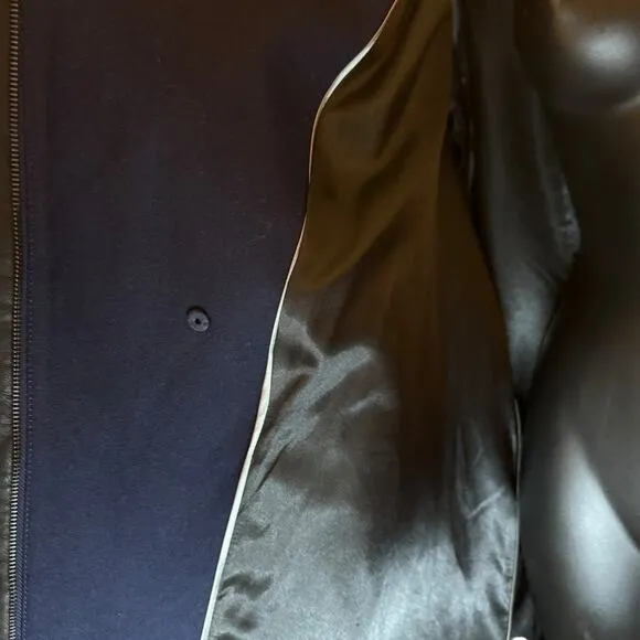 Calvin Klein Asymmetrical Faux-Leather-Trim Wool-Blend Pea Coat Size 3X