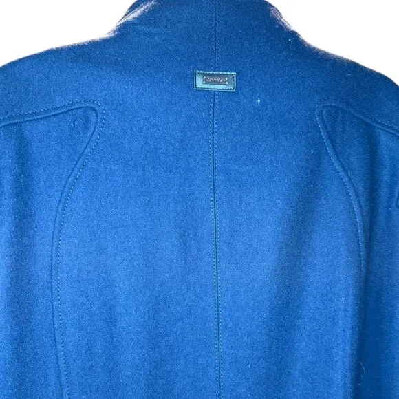 Calvin Klein Asymmetrical Faux-Leather-Trim Wool-Blend Pea Coat Size 3X