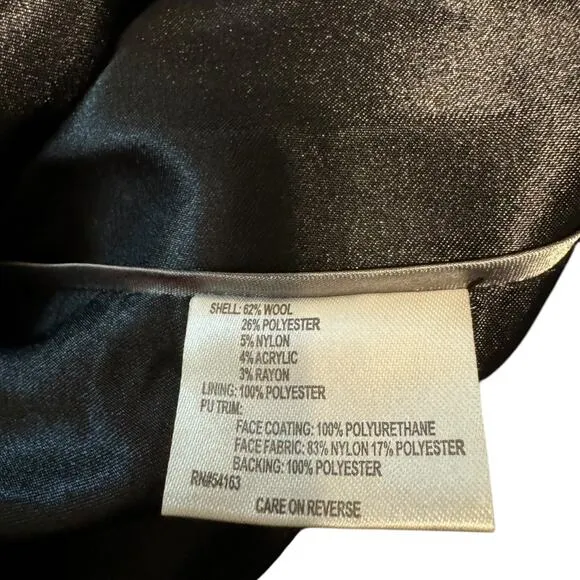 Calvin Klein Asymmetrical Faux-Leather-Trim Wool-Blend Pea Coat Size 3X