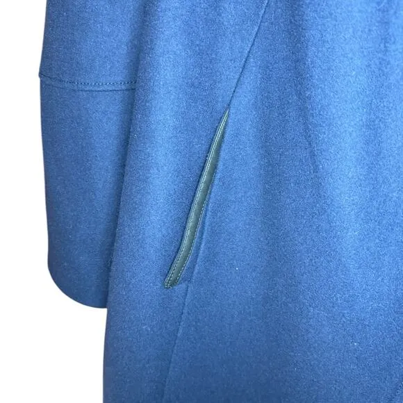 Calvin Klein Asymmetrical Faux-Leather-Trim Wool-Blend Pea Coat Size 3X