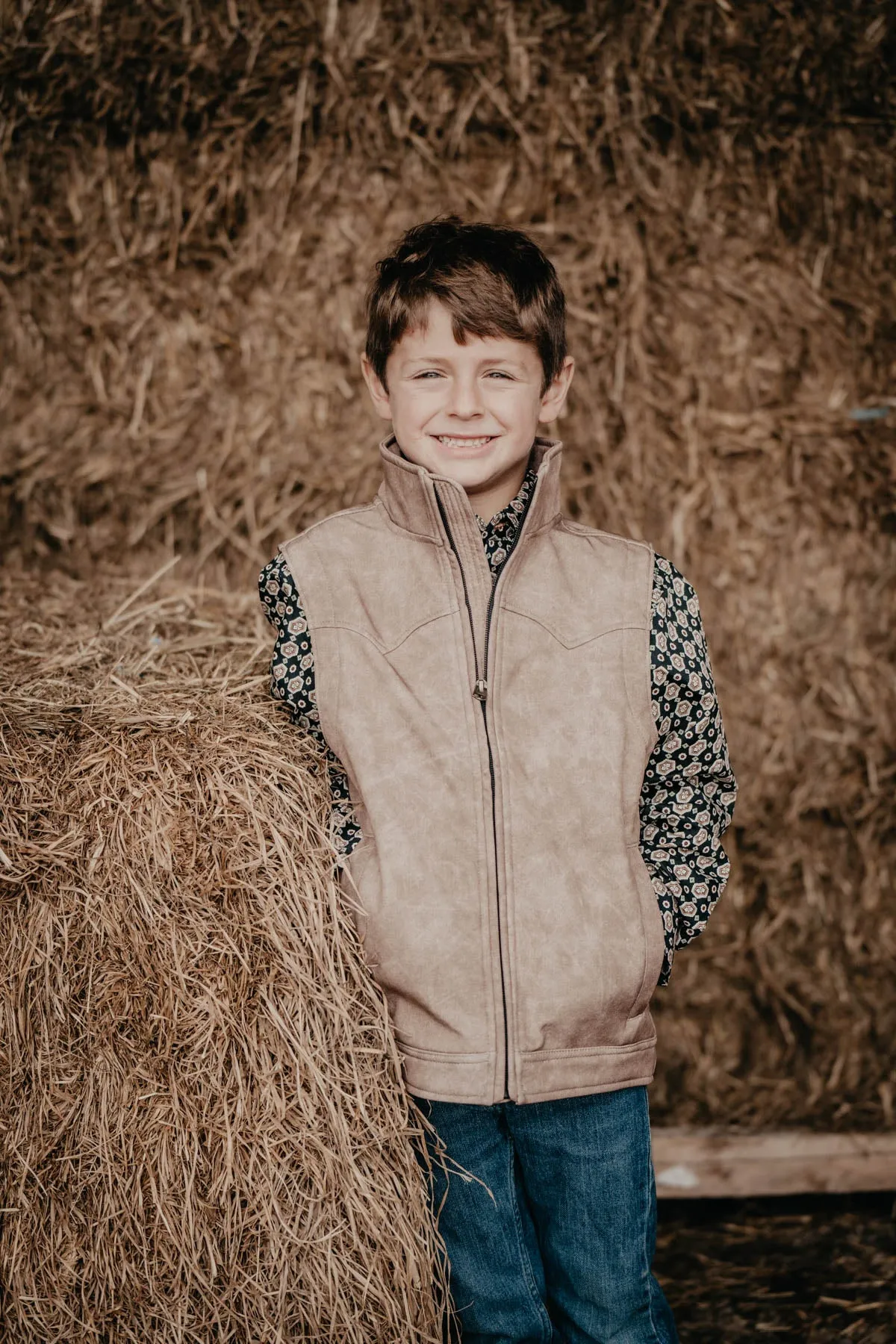 'Canton' Boys Khaki Bonded CINCH Vest (S & M Only)