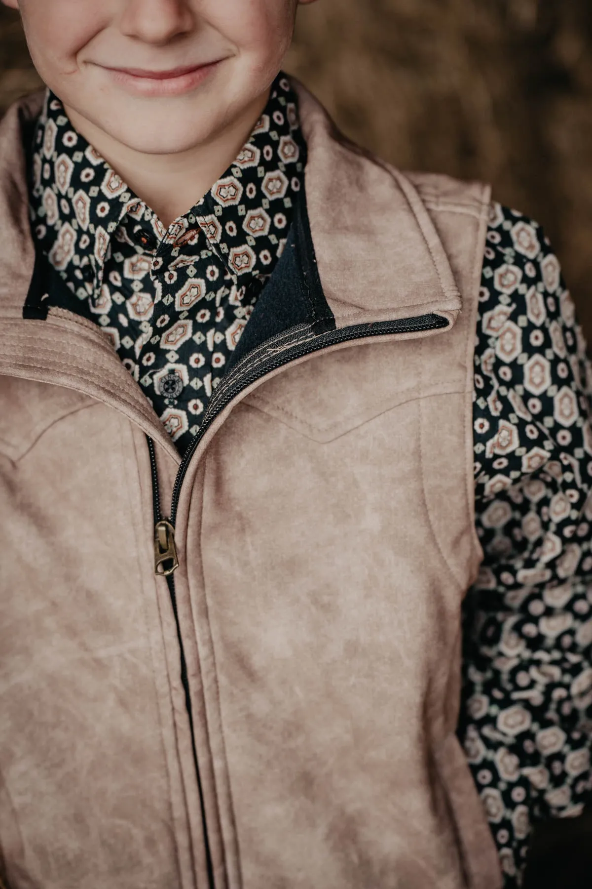 'Canton' Boys Khaki Bonded CINCH Vest (S & M Only)