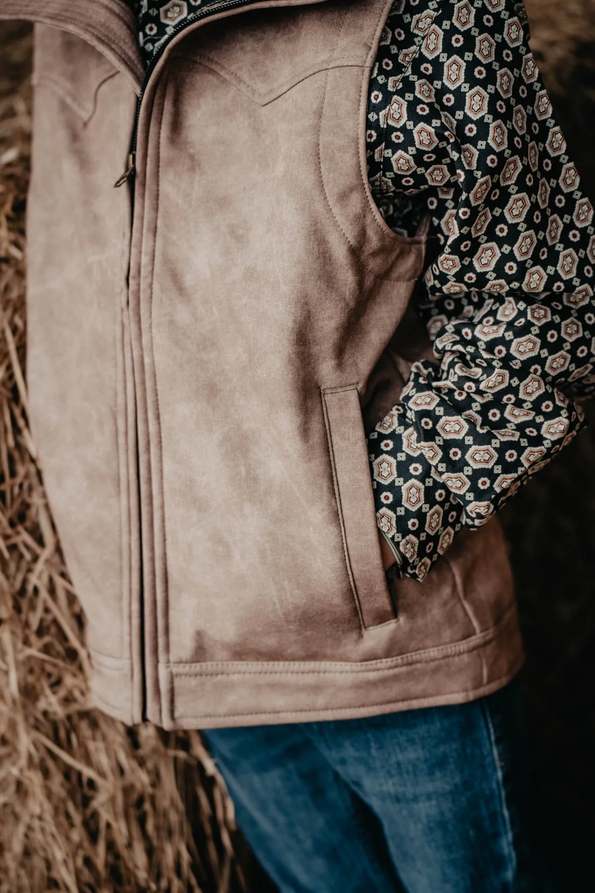 'Canton' Boys Khaki Bonded CINCH Vest (S & M Only)