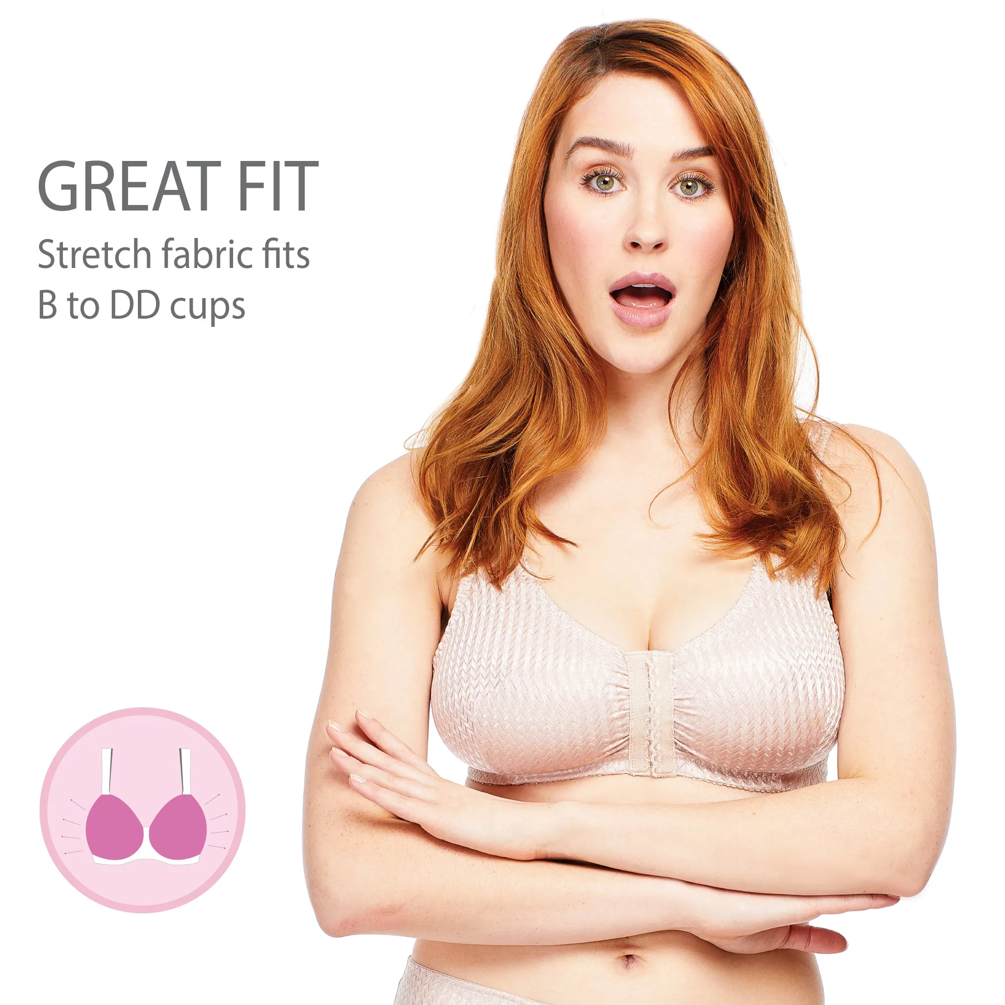 Carole Martin Full-Freedom Comfort Front Closure Bra for Women, Wireless