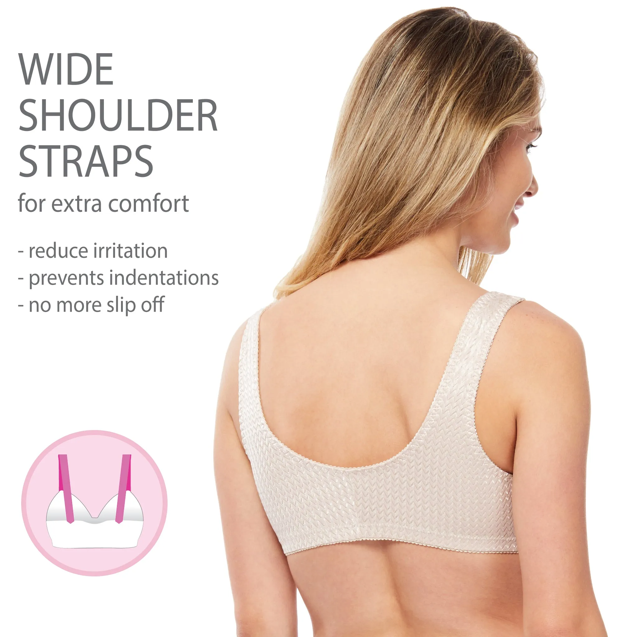Carole Martin Full-Freedom Comfort Front Closure Bra for Women, Wireless