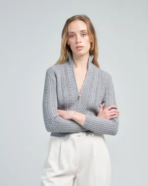 cashmere zip-up cardigan