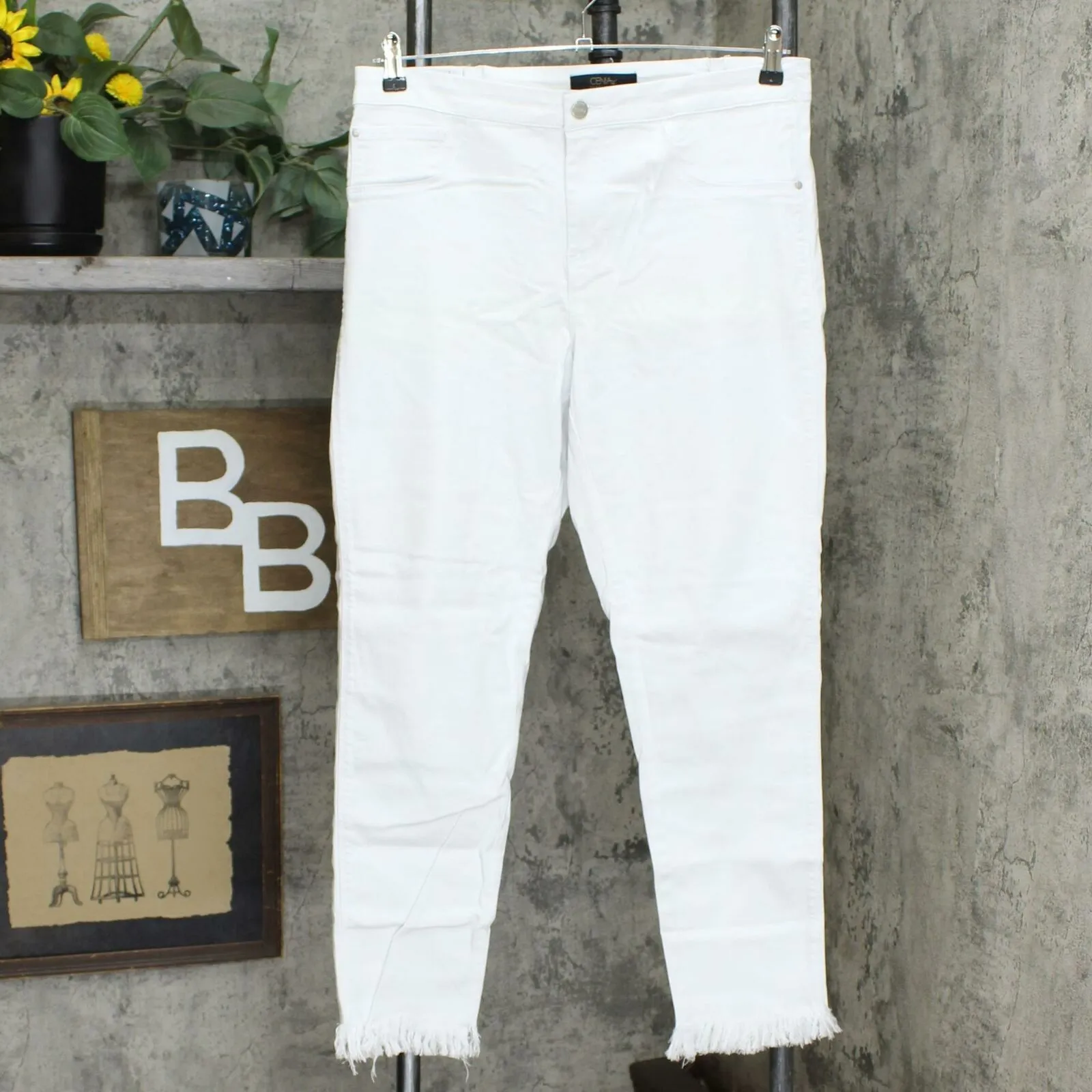 Cenia Women's New York ConVi Jeans With Fringed Hem White 14