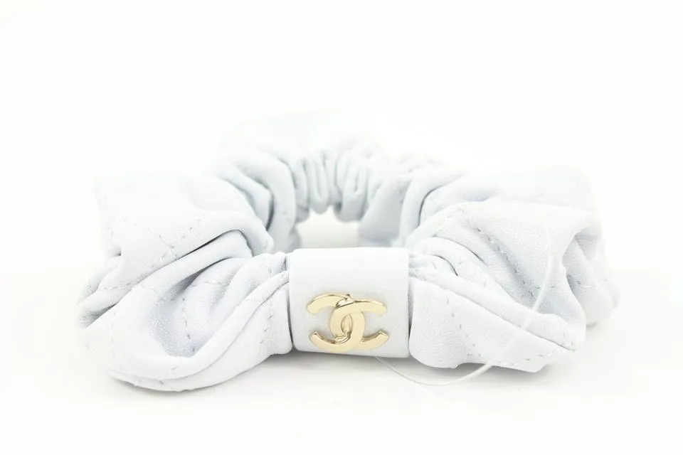 Chanel 21K Leather Hair Scrunchie Barrette 48ck32s