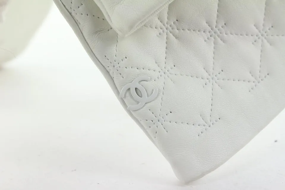 Chanel Quilted White Lambskin Leather Long Gloves 407cas528