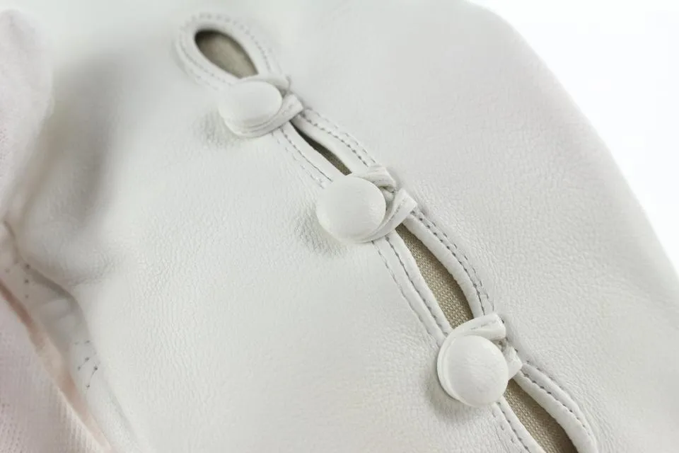 Chanel Quilted White Lambskin Leather Long Gloves 407cas528