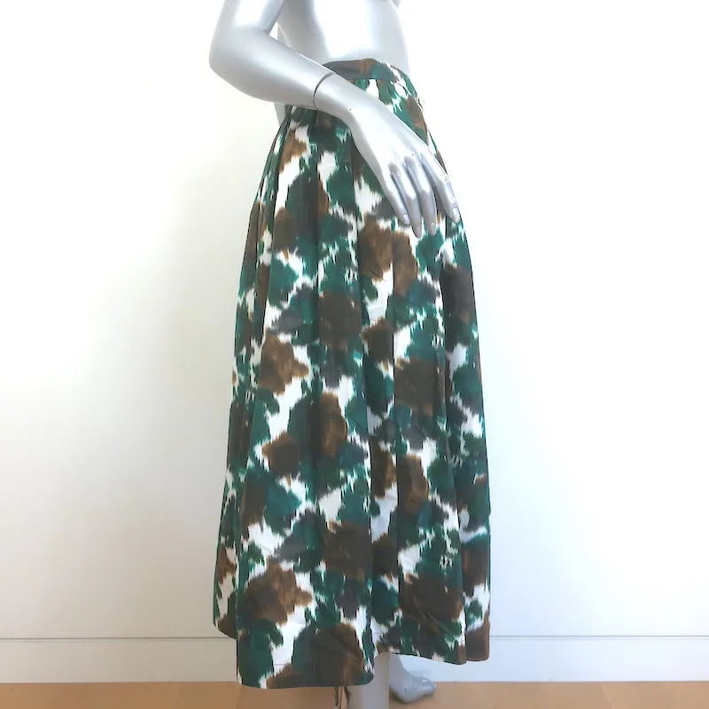 Christian Dior Midi Skirt Green/Brown Printed Cotton-Silk Size US 8