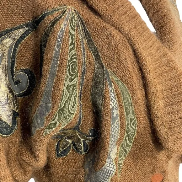 Christine Vintage 80’s Brown Gold Metallic  Mohair Blend Sweater Jacket Sz Small