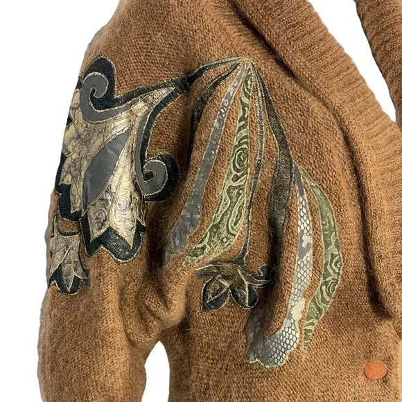 Christine Vintage 80’s Brown Gold Metallic  Mohair Blend Sweater Jacket Sz Small