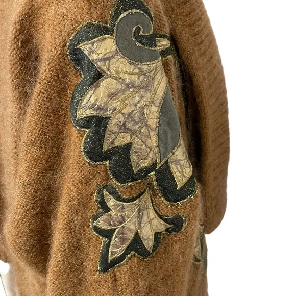 Christine Vintage 80’s Brown Gold Metallic  Mohair Blend Sweater Jacket Sz Small
