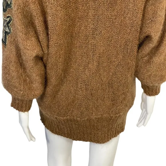 Christine Vintage 80’s Brown Gold Metallic  Mohair Blend Sweater Jacket Sz Small