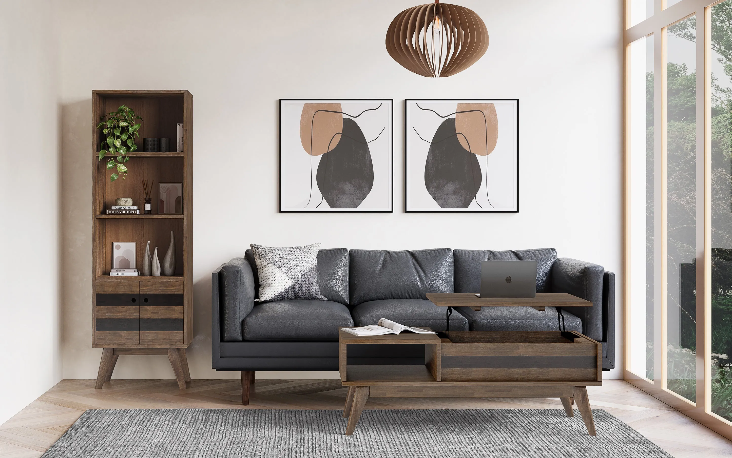 Clarkson Bookcase with Storage in Acacia