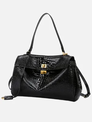 Cleo Tote Bag - Black Croc