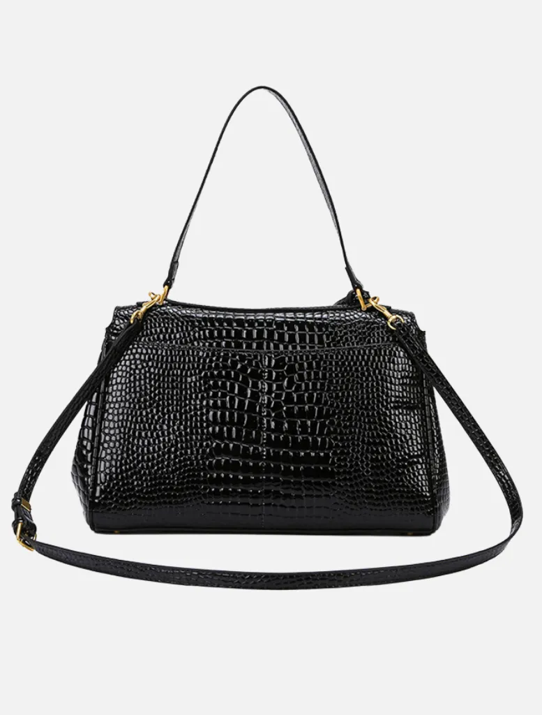 Cleo Tote Bag - Black Croc
