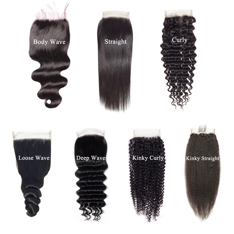 Closure: 4×4 2x6 5x5 6x6 7x7 All Textures 100% Virgin Hair