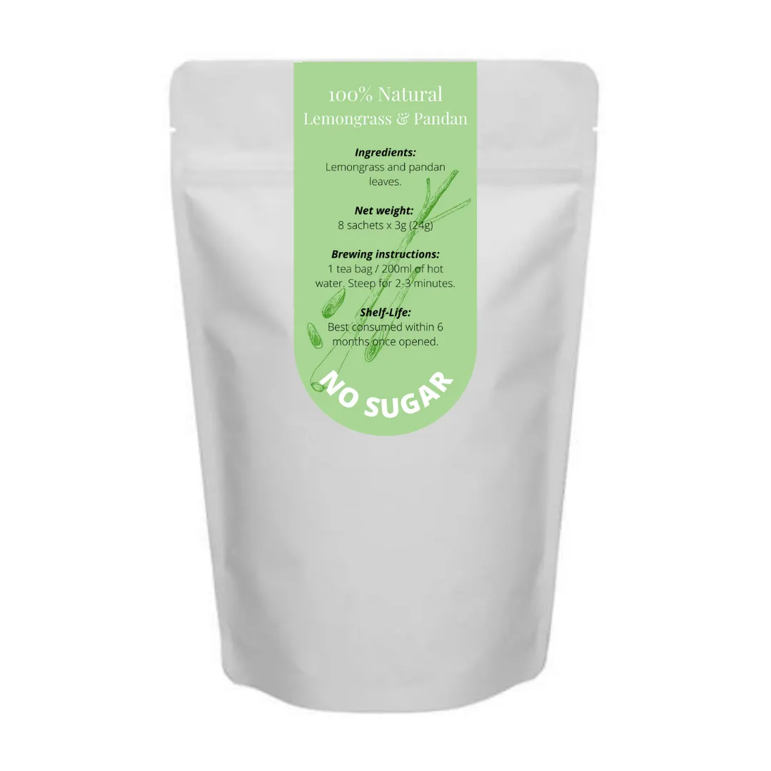 Coffeehock 100% All Natural Lemongrass & Pandan Teabag with No Sugar 8's x 3g