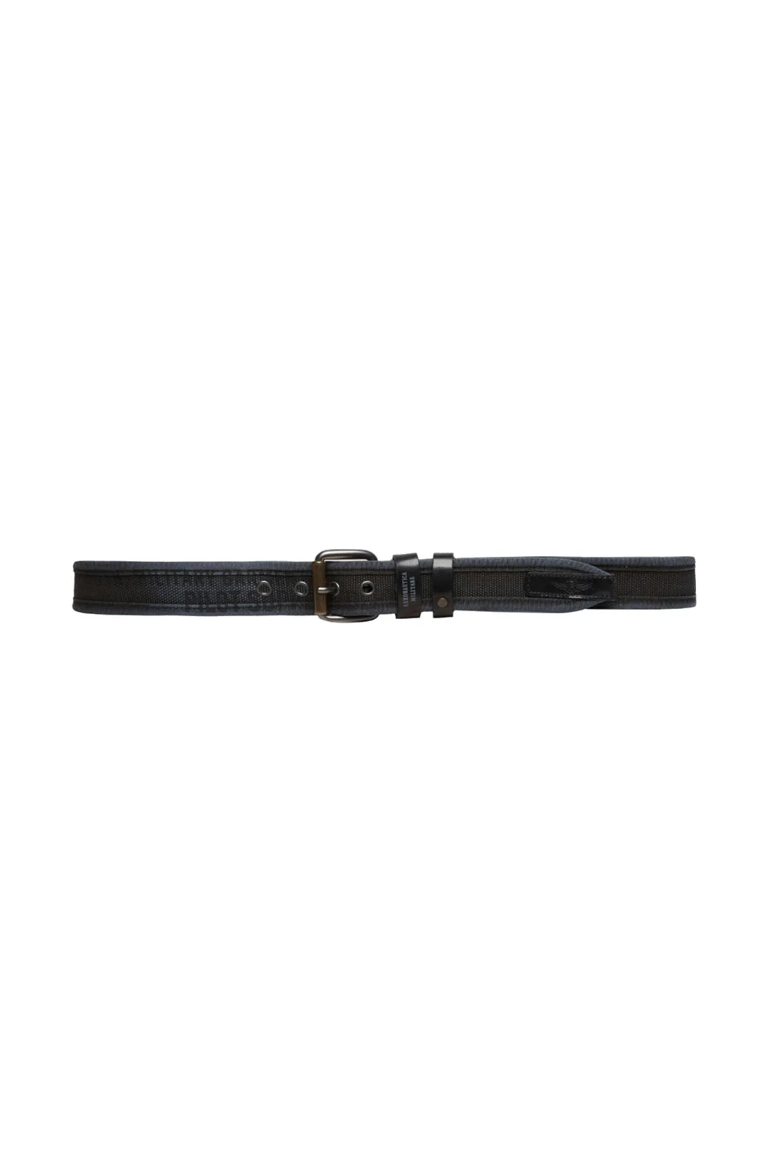 Cotton belt with leather trim