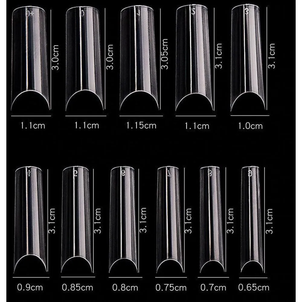 Cre8tion Nail Tips - #11 Long Straight - Clear / Divider Box of 550 Pieces