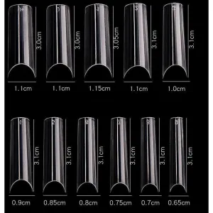 Cre8tion Nail Tips - #11 Long Straight - Clear / Divider Box of 550 Pieces