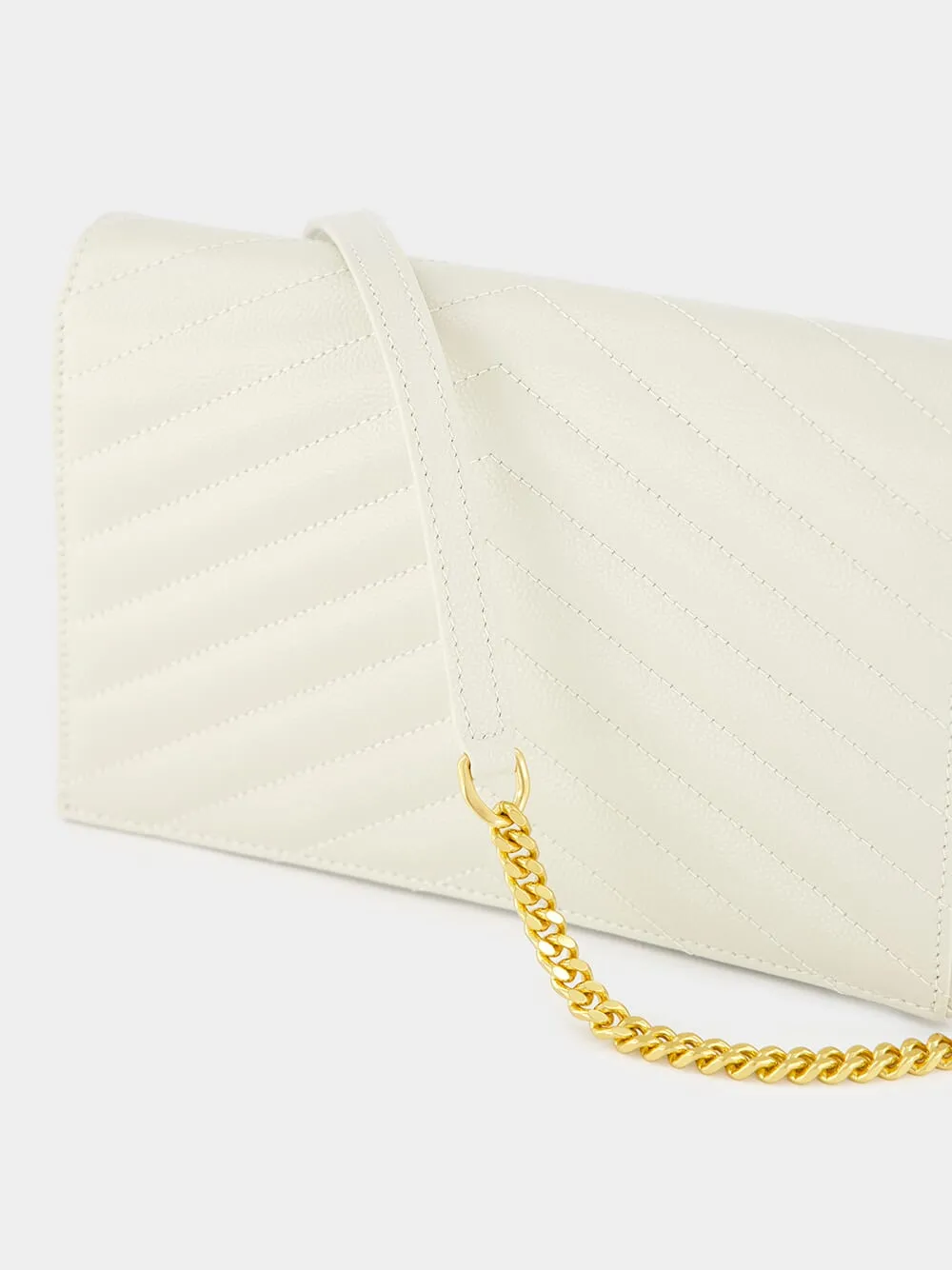 Cream Cassandre Envelope Chain Wallet