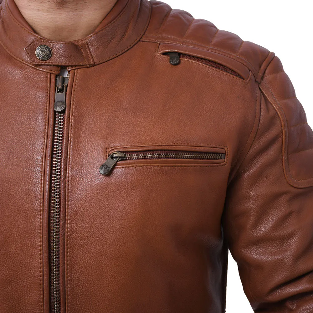 CRUSADER Motorcycle Leather Jacket (Brown)