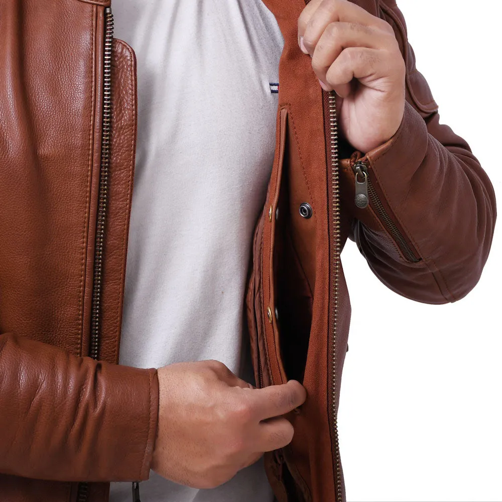 CRUSADER Motorcycle Leather Jacket (Brown)