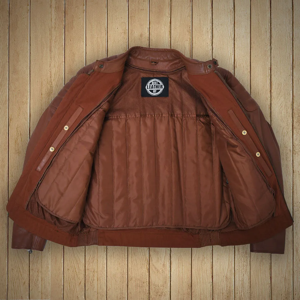 CRUSADER Motorcycle Leather Jacket (Brown)