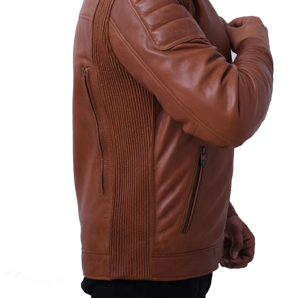 CRUSADER Motorcycle Leather Jacket (Brown)