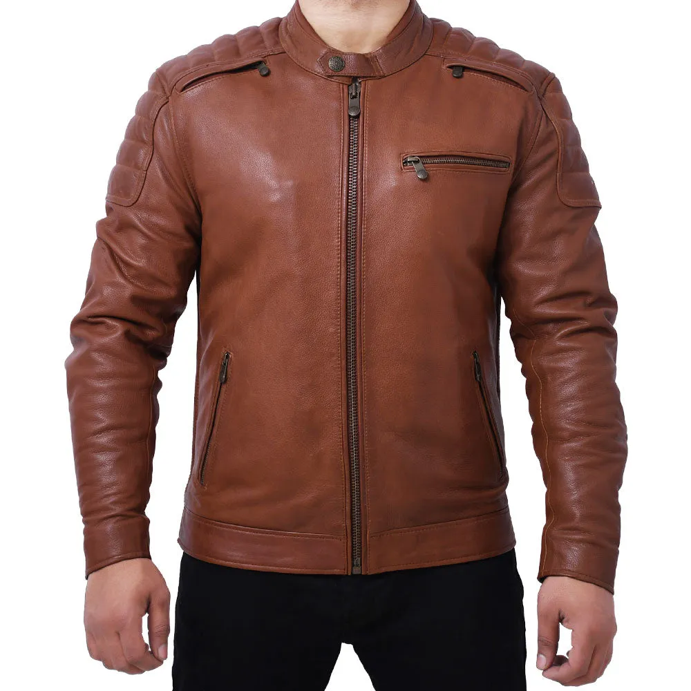 CRUSADER Motorcycle Leather Jacket (Brown)