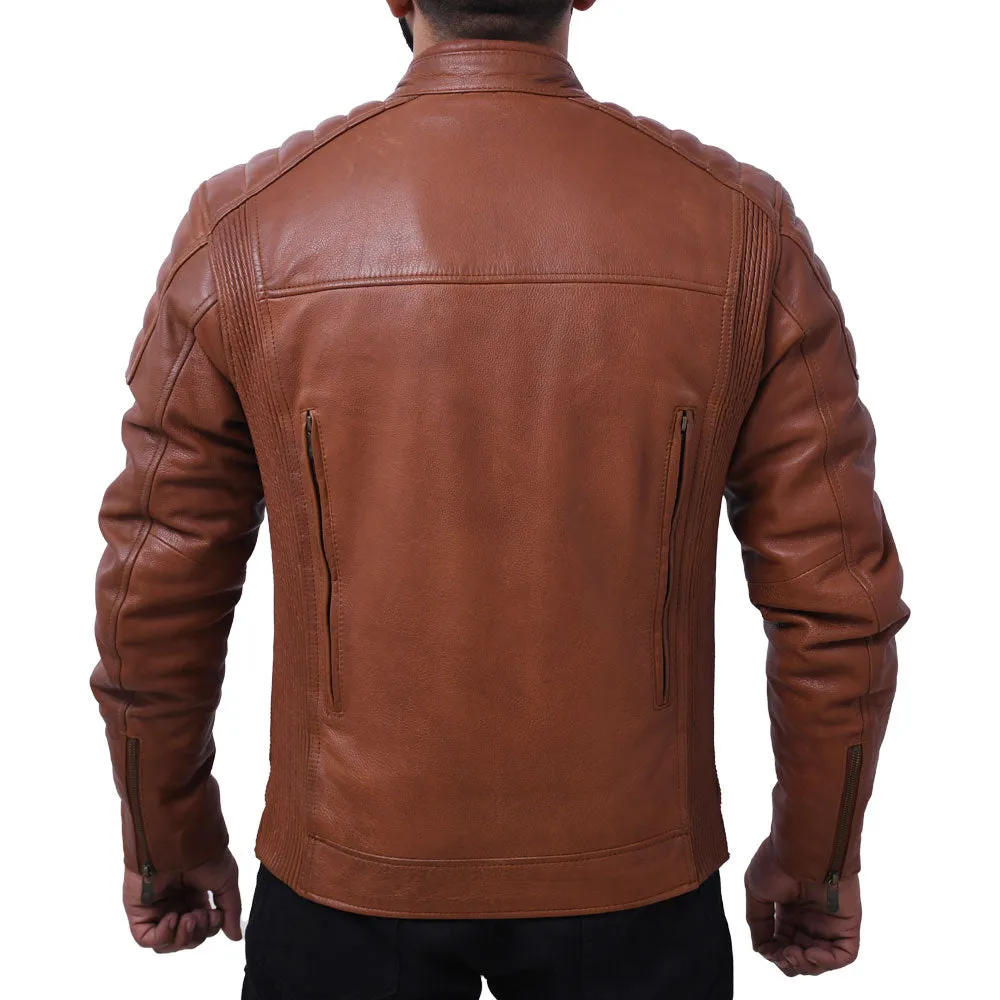 CRUSADER Motorcycle Leather Jacket (Brown)