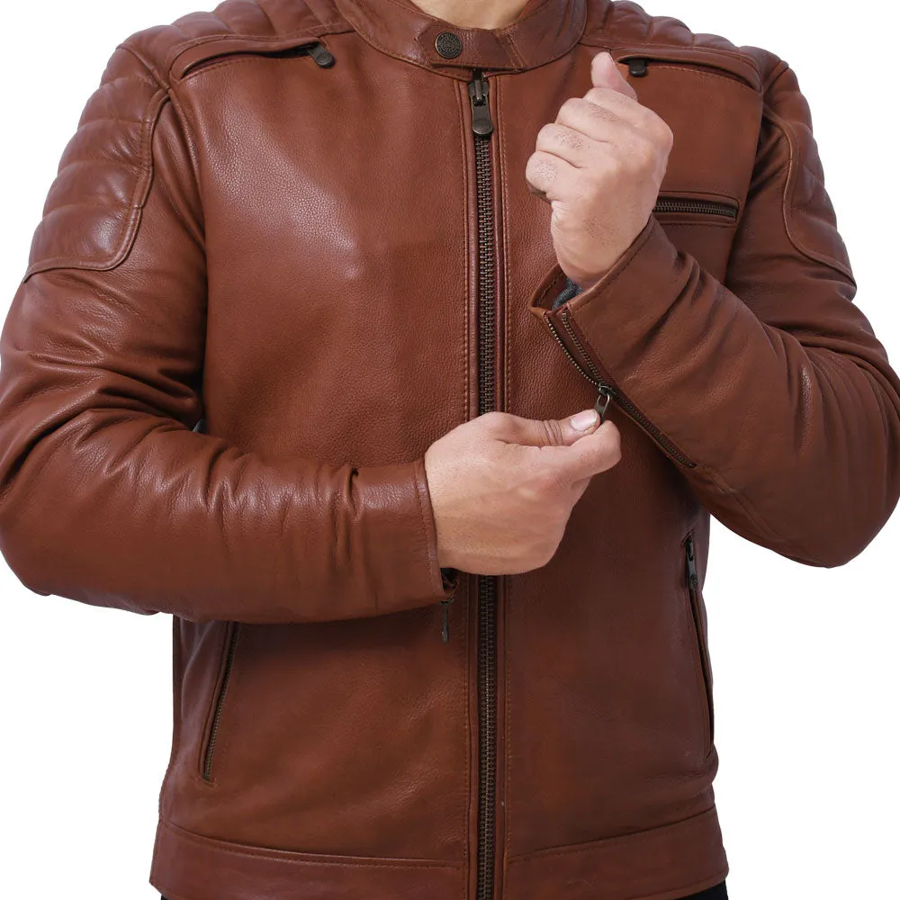 CRUSADER Motorcycle Leather Jacket (Brown)