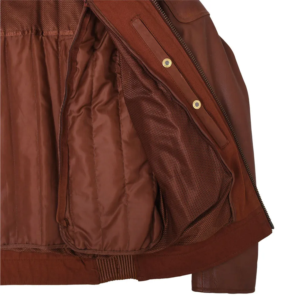 CRUSADER Motorcycle Leather Jacket (Brown)