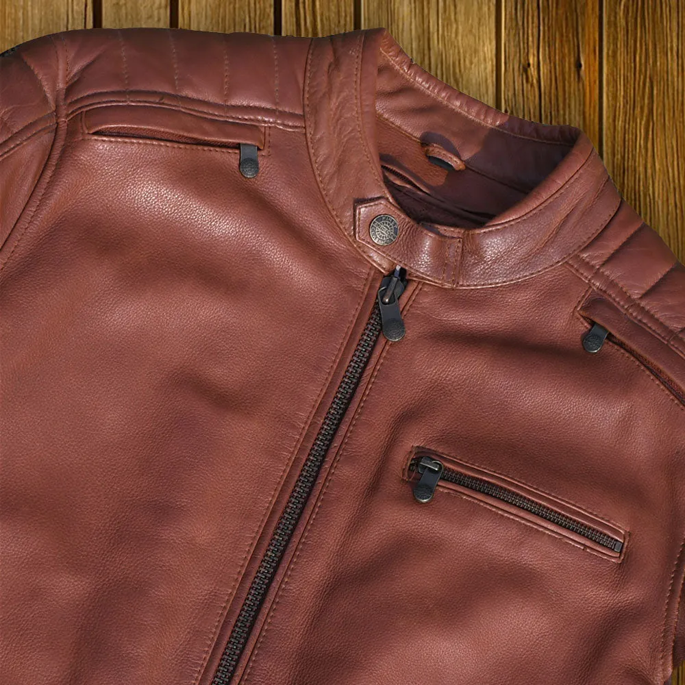 CRUSADER Motorcycle Leather Jacket (Brown)