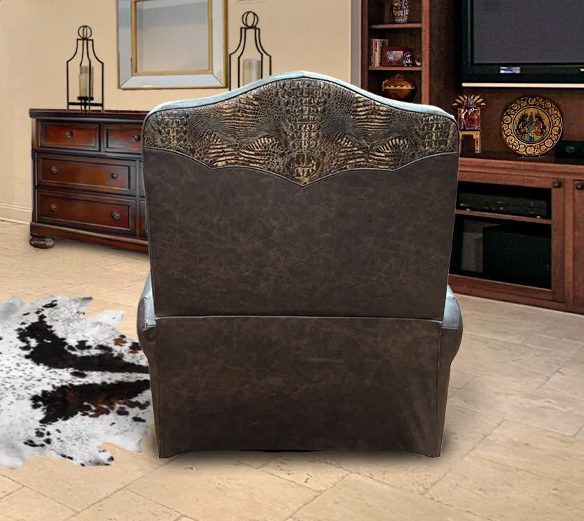 Custom Republic Rocker Swivel Recliner With Copper Gator Accent