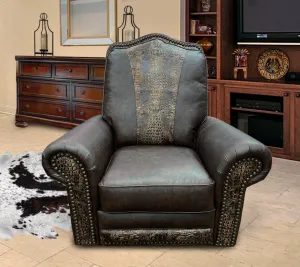 Custom Republic Rocker Swivel Recliner With Copper Gator Accent