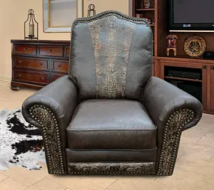 Custom Republic VIP Rocker Swivel Recliner With Copper Gator Accent
