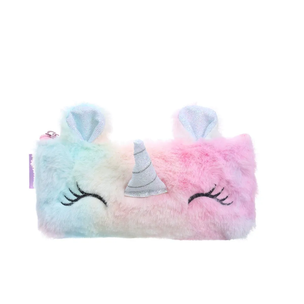 Cute Unicorn Winter Plush Pencil Case 🦄✨ | Kawaii Cartoon Storage Bag for Young Girls 🎀📚