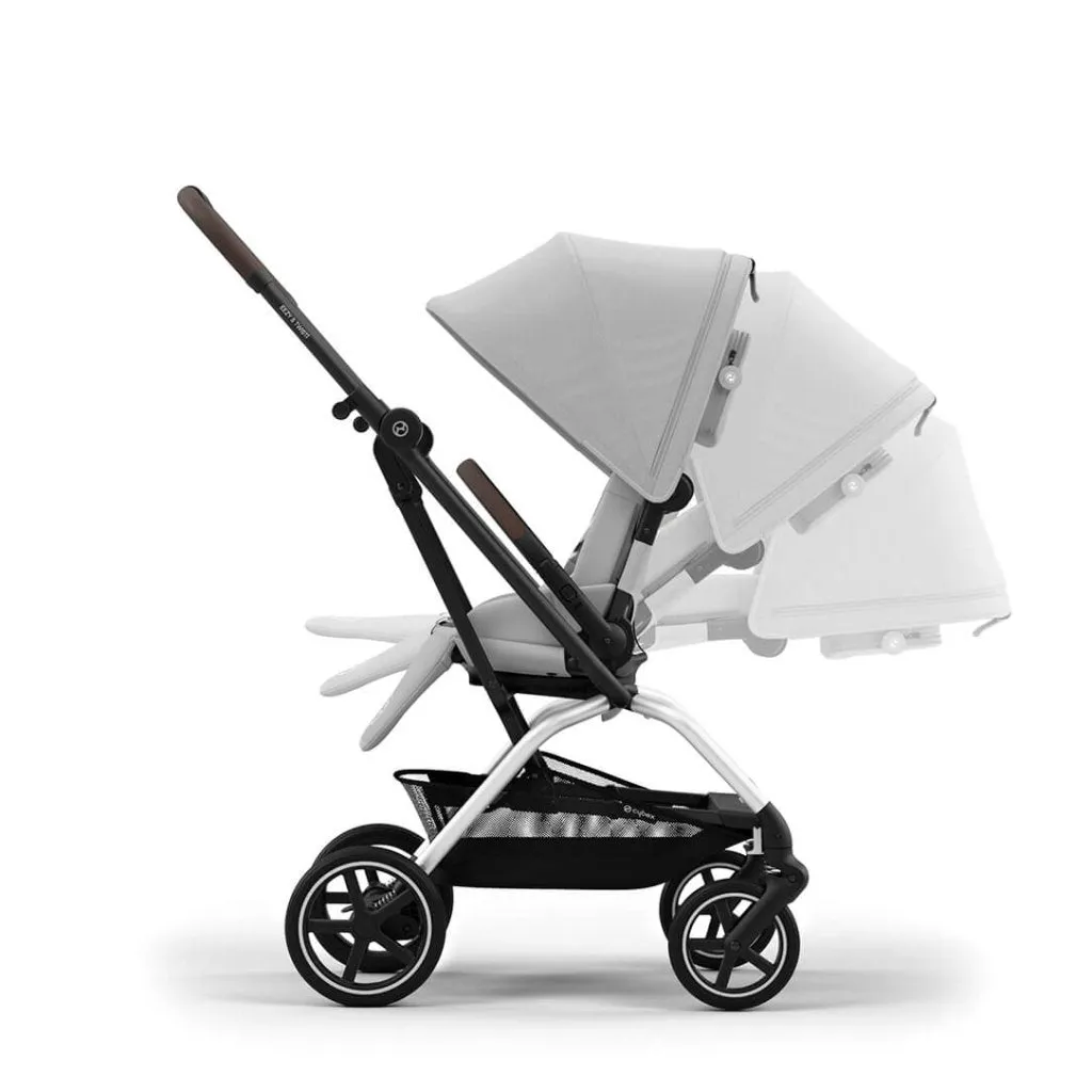 CYBEX Eezy S Twist 2 Compact Travel Pushchair With Silver Frame - Fog Grey