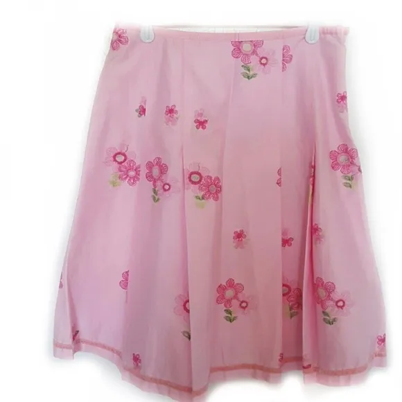 Cynthia Steffe Pink Embroidered Lined Skirt