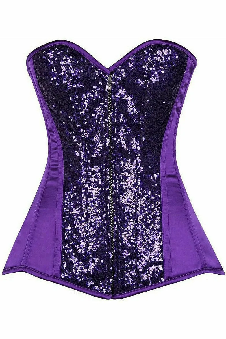 Deluxe Purple Sequin Steel Boned Corset