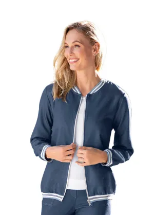 Denim-effect bomber jacket