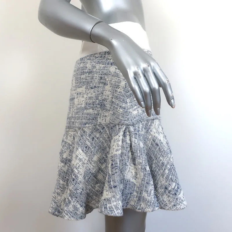 Derek Lam 10 Crosby Ruffled Tweed Mini Skirt Blue/White Size 8