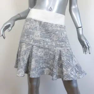 Derek Lam 10 Crosby Ruffled Tweed Mini Skirt Blue/White Size 8
