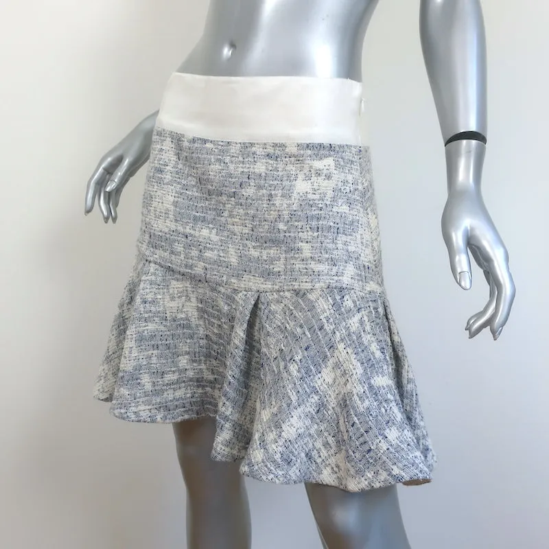 Derek Lam 10 Crosby Ruffled Tweed Mini Skirt Blue/White Size 8