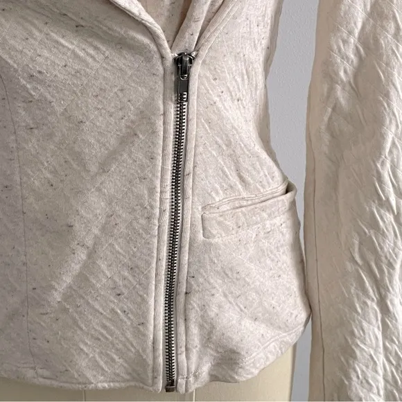 Dolan Left Coast Collection Heathered Knit Moto Jacket- Oatmeal- Size Large